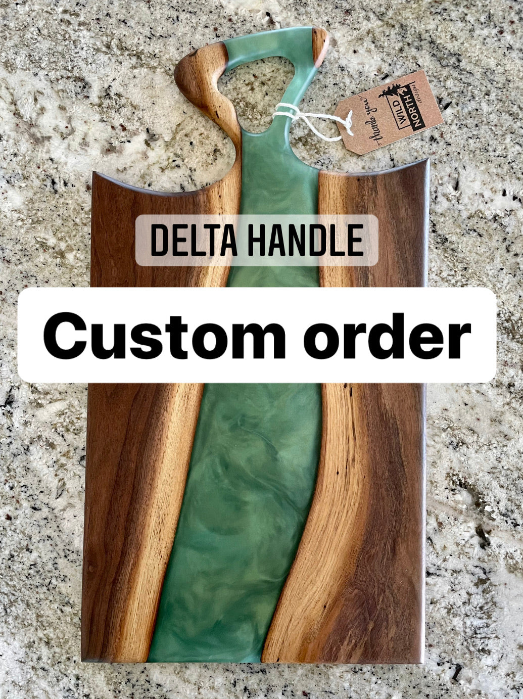 Custom Walnut board (delta handle) with your choice of colored resin