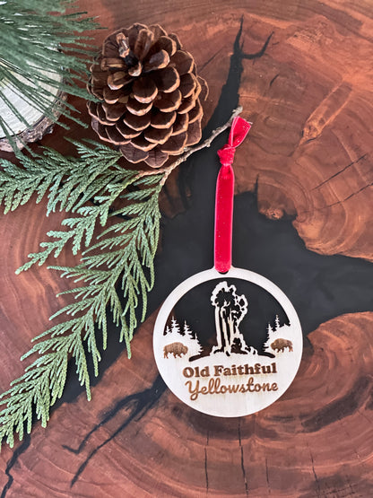 Old Faithful, Yellowstone National Park Christmas ornament