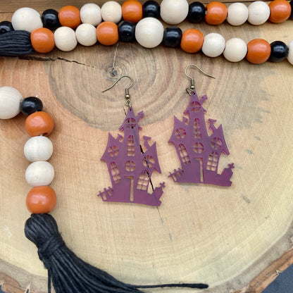 Haunted house Halloween earrings